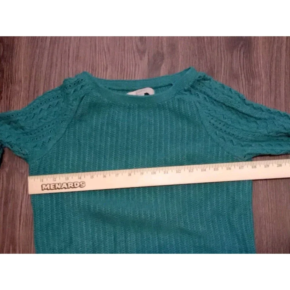 Loft Sweater Womens Size Large pullover Blue/green Crewneck Cotton Wool Blend